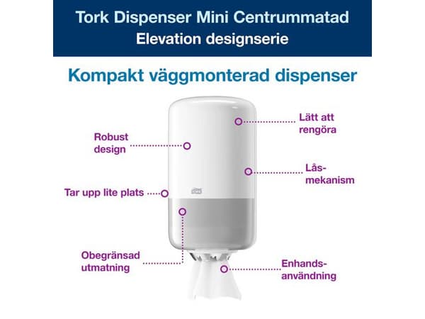 Dispenser TORK M1 Torkrulle Mini vit