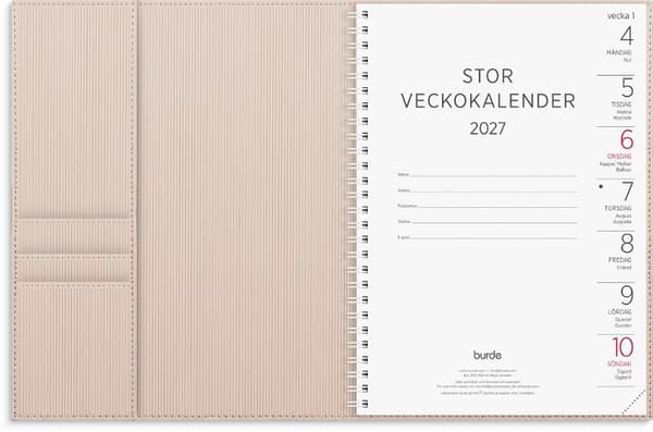 Stor Veckokalender 2027 beige