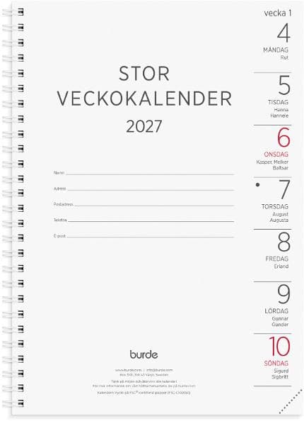 Stor Veckokalender 2027 refill
