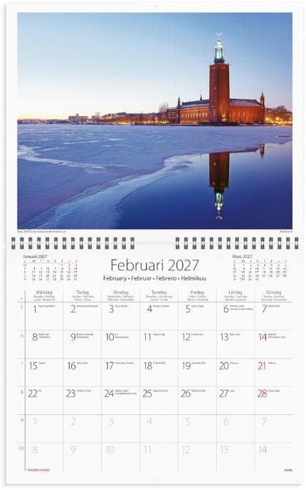 Väggkalender Stockholm 2027