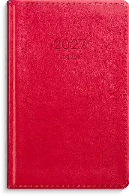 Kalender Leader 2027 konstläder röd