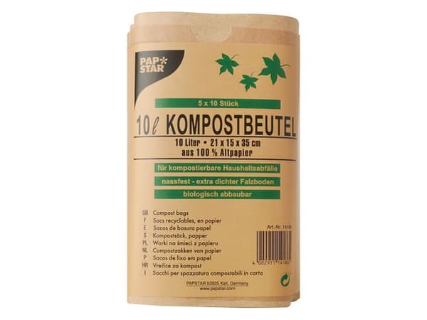 Kompostpåse PURE papp 10L brun 50/fp