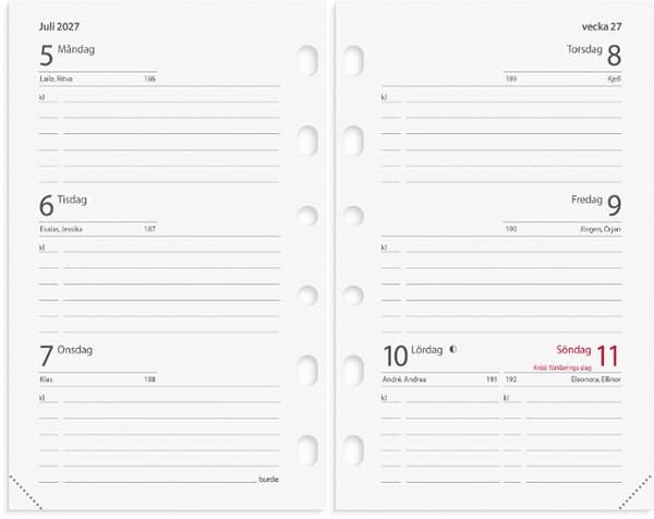 Compact Systemkalender 2027 skinn svart