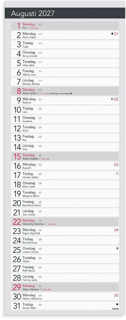 Liten Bordskalender Elegant 2027