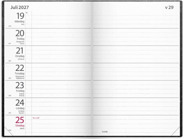 Fickagenda 2027 svart