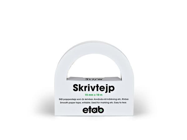 Skrivtejp av papper ETAB 15mmx10m vit