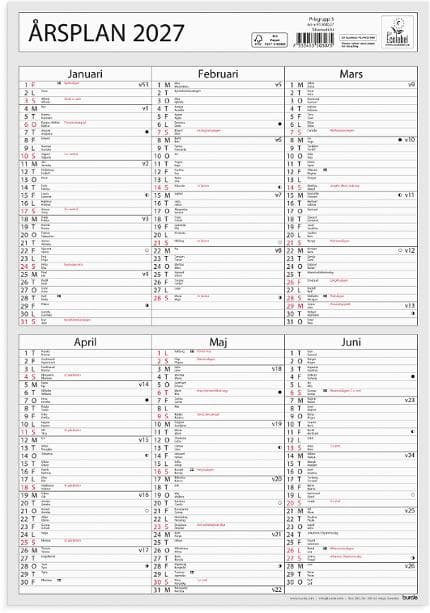 Väggkalender Årsplan 2027