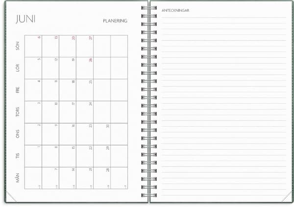 Kalender Study Twist A5 grön 26/27