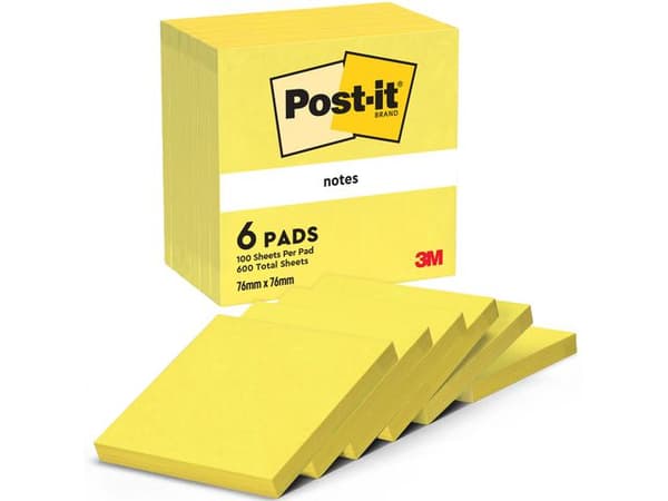 Notes POST-IT neon 76x76mm gul 6st