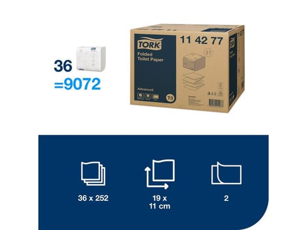 Toalettpapper TORK Adv T3 2-lag 252/fp 36st