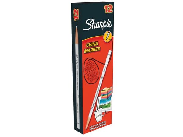 Märkpenna vax SHARPIE China vit 12st