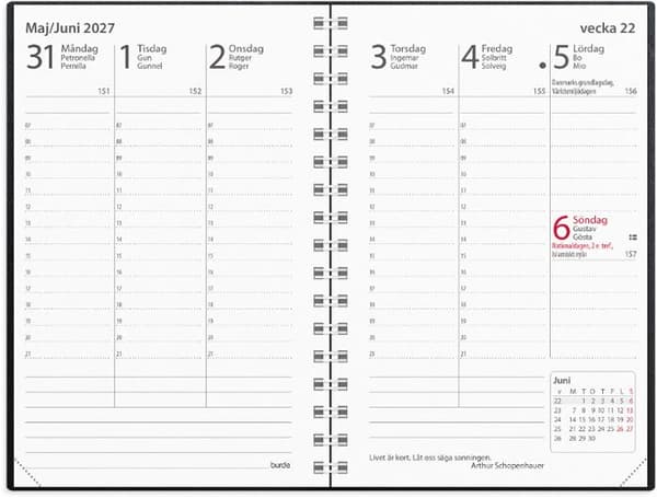 Kalender Prestige 2027 plast svart
