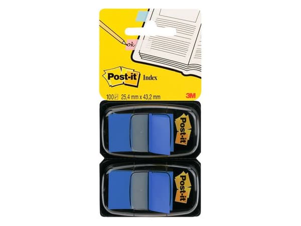 Index POST-IT 25,4x43,2mm blå 100/fp 6st