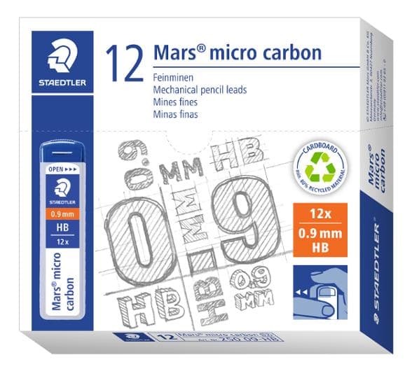 Reservstift STAEDTLER 0,9mm HB 12/fp 12st