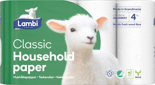 Hushållspapper LAMBI Classic vit 20/fp