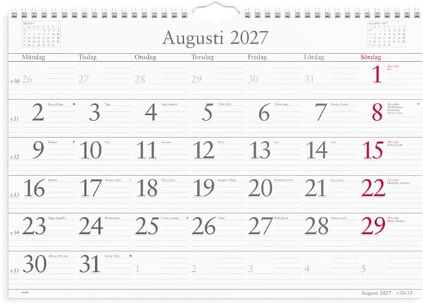 Väggkalender Månadskalendern 2027