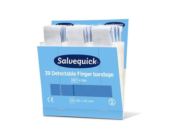 Plåster SALVEQUICK refill lång blå 39/fp 6st