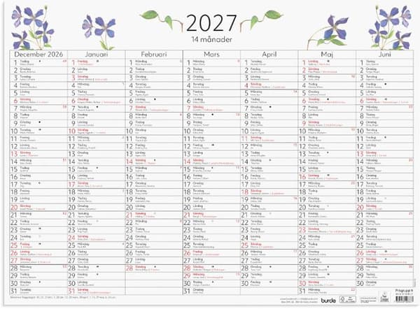 Väggblad 14-månader 2027