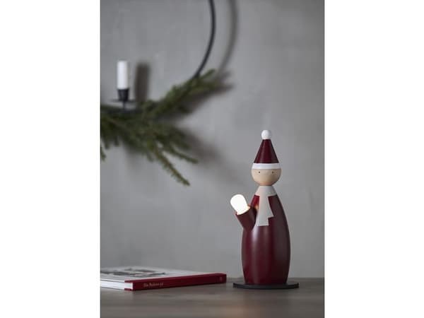 Elljusstake Tomte 1 ljus trä