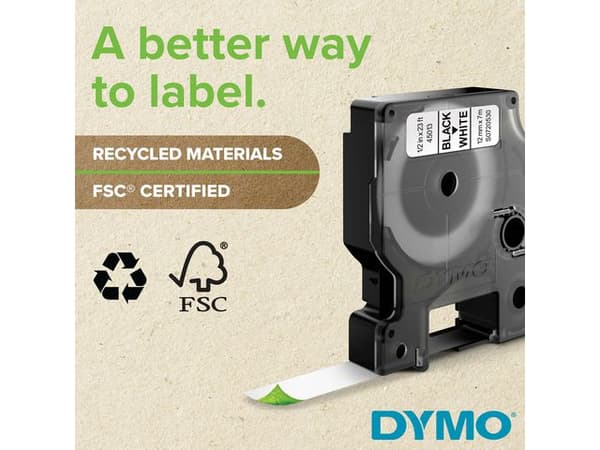Tape DYMO D1 19mm svart på vit