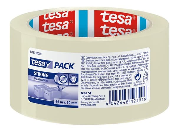 Packtejp TESA Strong 50mmx66m klar 6st
