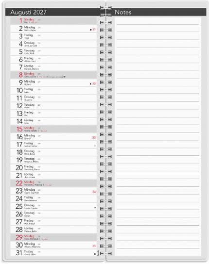 Bordskalender Elegant 2027 spiral