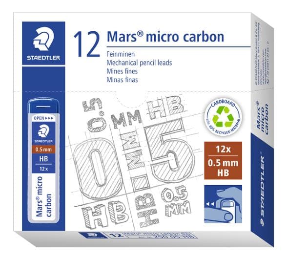 Reservstift STAEDTLER 0,5mm HB 12/fp 12st