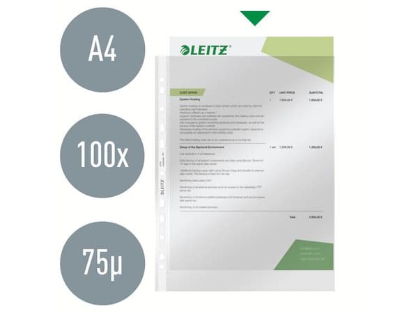 Plastficka LEITZ PP 0,075 A4 Box 100st