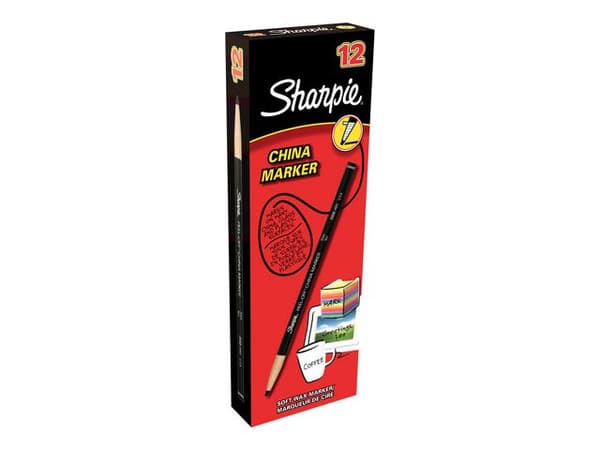 Märkpenna vax SHARPIE China svart 12st