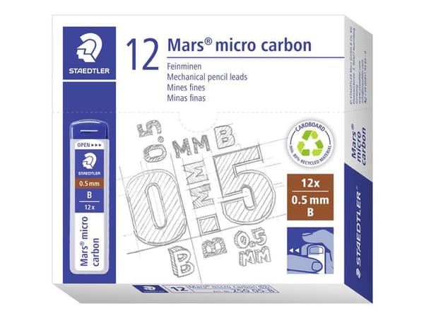 Reservstift STAEDTLER 0,5mm B 12/fp 12st