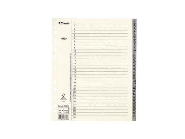 Pappregister Servo System A4+ 1-31 grå 10st