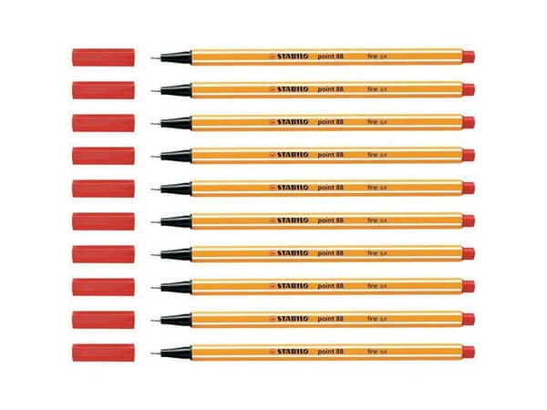 Fineliner STABILO Point 88 röd 10st