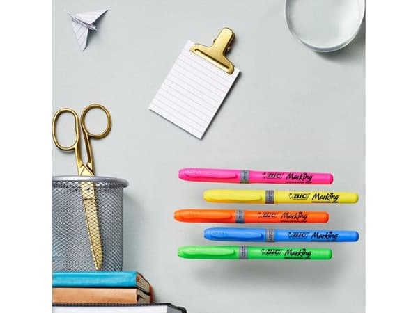 Överstrykningspenna BIC Grip Gul 12st