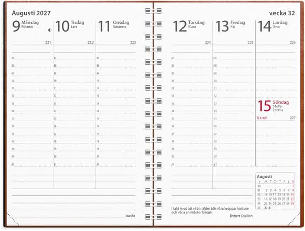 Kalender Prestige 2027 cognac konstläder