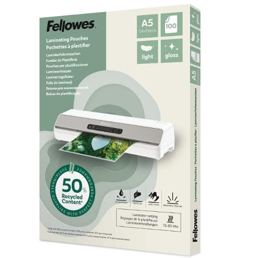 Laminat FELLOWES A5 75-80mic klar 100/fp