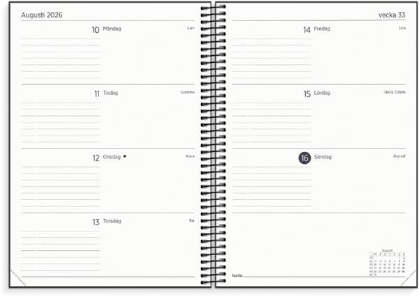 Kalender Organizer & Notes svart 26/27