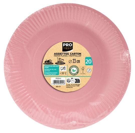 Tallrik PRONAPPE papper 23cm rosa 20/fp