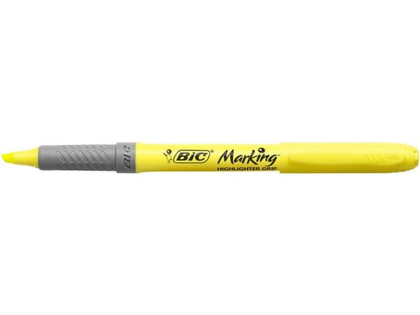 Överstrykningspenna BIC Grip Gul 12st
