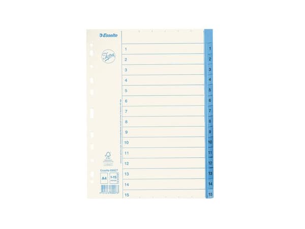 Pappregister JOPA A4 1-15 vit/blå 10st
