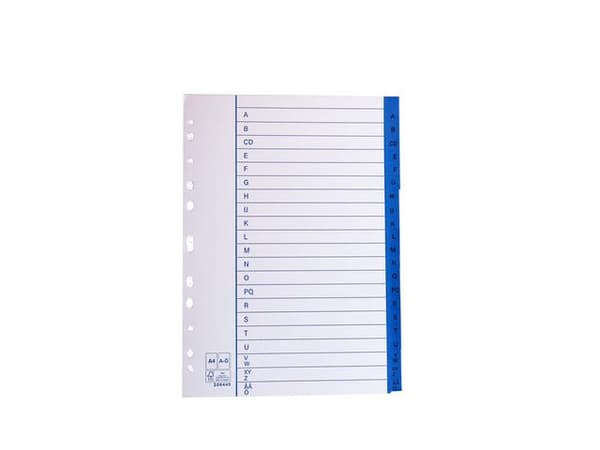 Pappersregister A4 A-Ö 10/fp