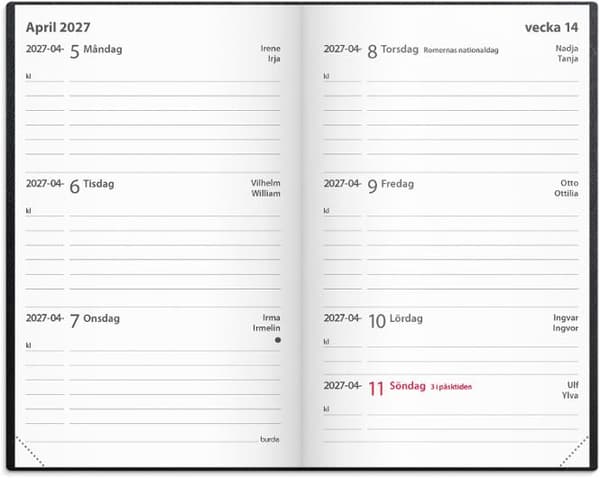 Kalender Leader 2027 konstläder svart