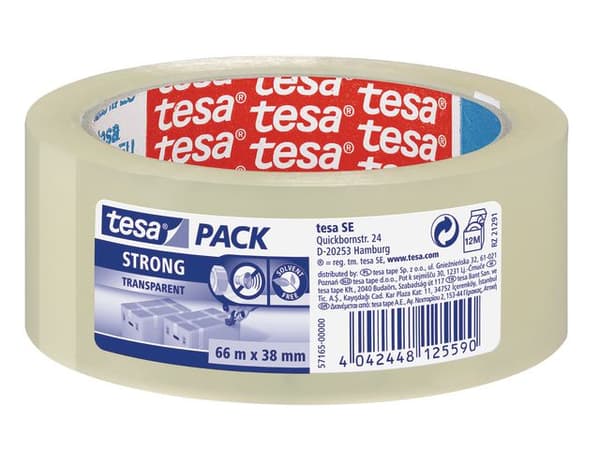 Packtejp TESA Strong 38mmx66m klar 8st