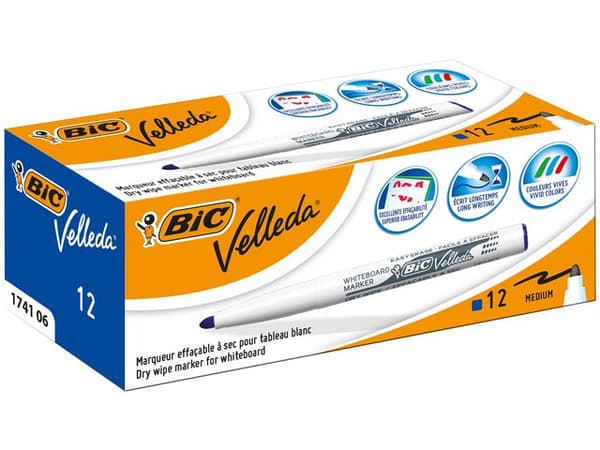 Whiteboardpenna BIC Velleda 1741 blå 12st
