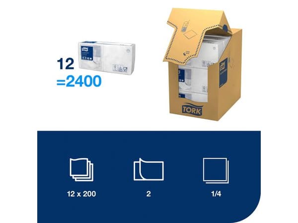Servett TORK Cocktail 2-lags vit 200/fp