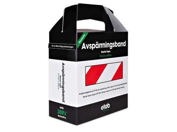 Varningsband 75mmx500m röd/vit