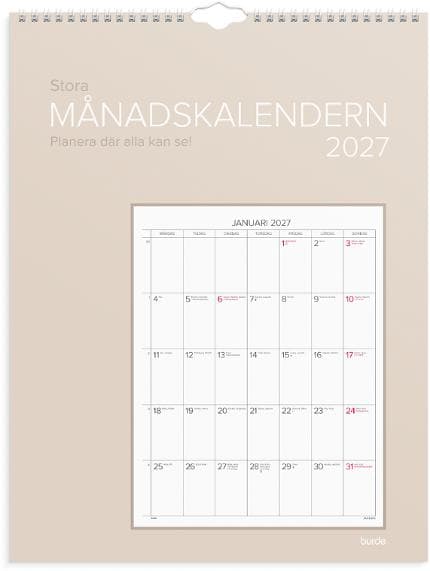 Väggkalender Stora Månadskalendern 2027