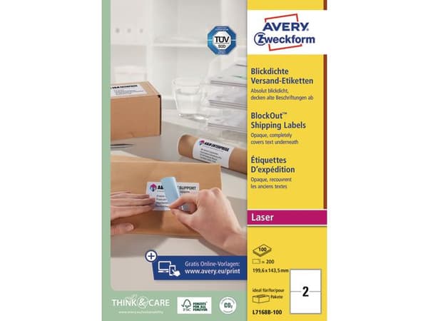 Etikett AVERY 199,6x143,5mm 200/fp