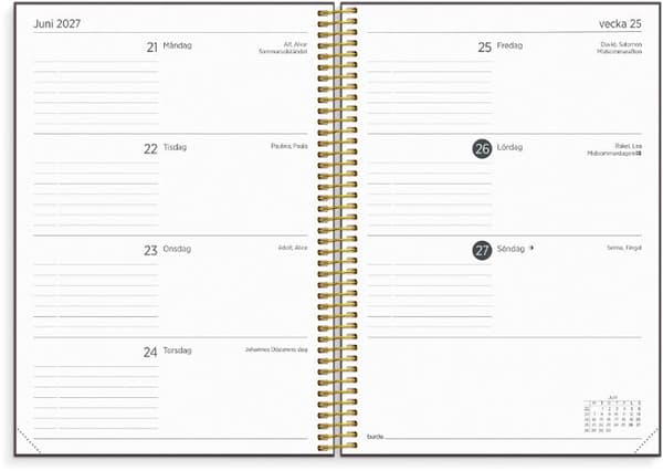 Kalender Organizer & Notes vinröd 26/27