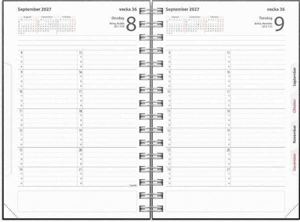 Tidkalender 2027 svart