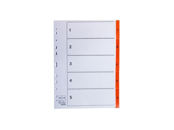 Register plastflik 1-5 orange 20/fp